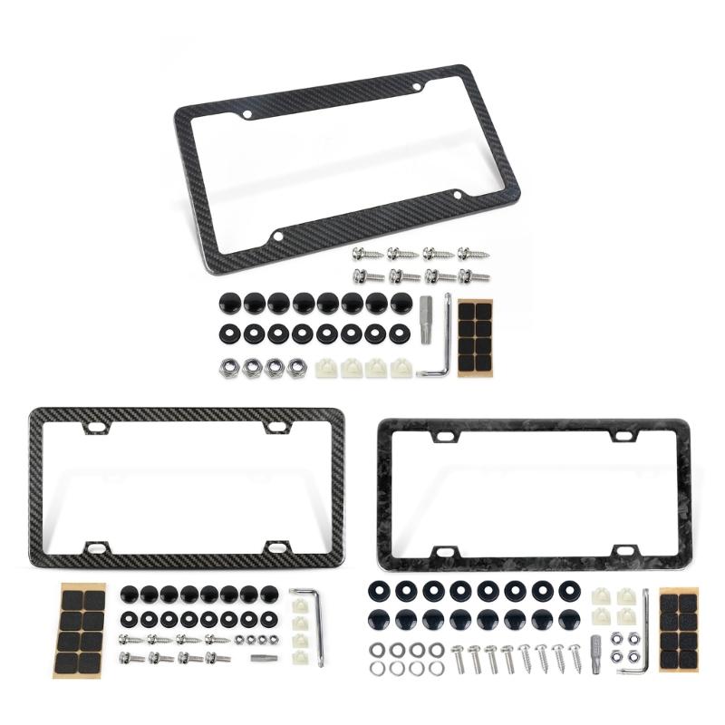 Carbon Fiber License Plate Frame Car License Plate Frame for Front & Rear 4 Hole License Plate Cover