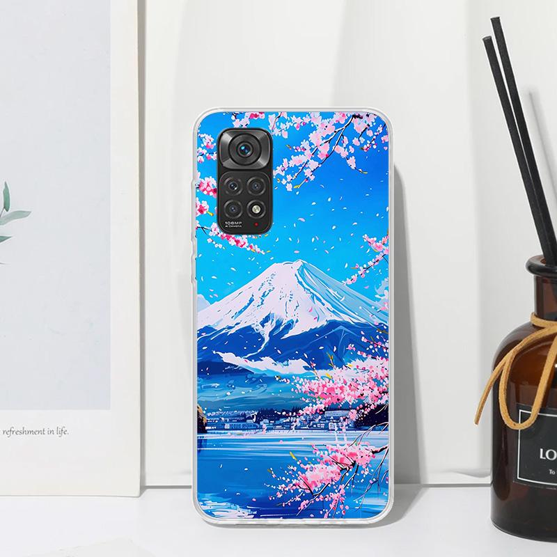 Japanese Cherry Mount Fuji Phone Case For Xiaomi Redmi Note 15 13 14S 14 Pro Plus 12S 11S 10S 12 11E 10 11T Art Fundas Back Cove