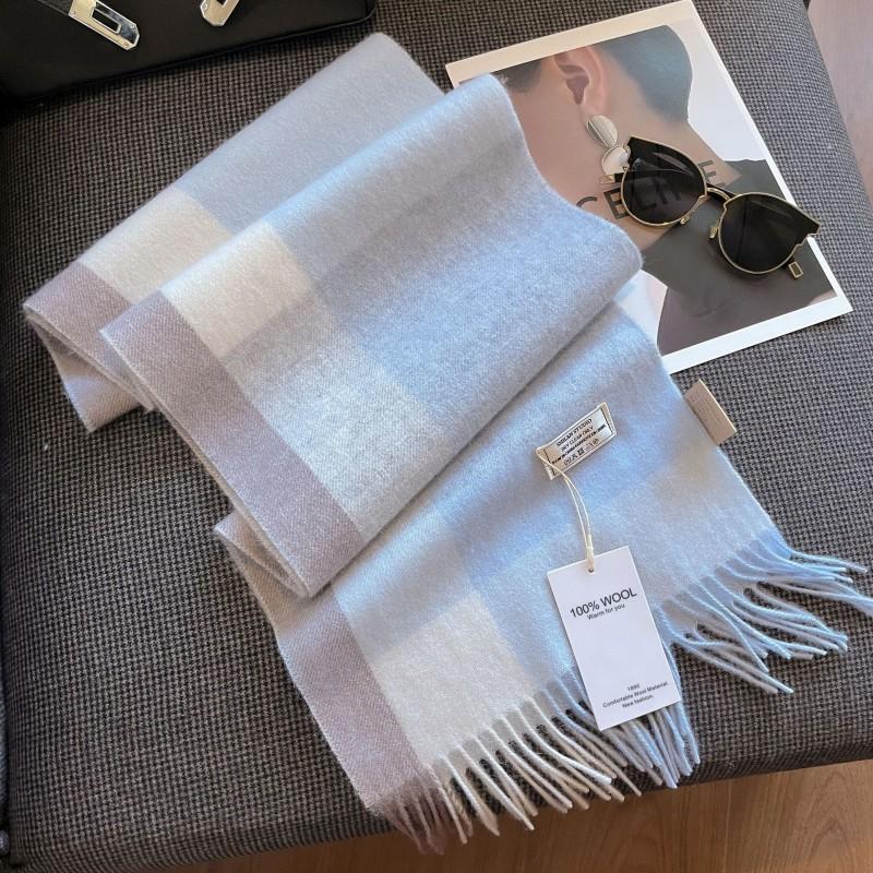 100% Wool Knitted Scarf Unisex Winter Warm Accessory Classic Plaid Long Neck Wrap Men Women