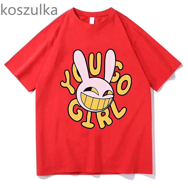Anime The Amazing Digital Circus Jax Merch T-Shirt Bunnnyy you go Girl Unisex Kurzarm T-Shirt Lässiges T-Shirt Sommermode