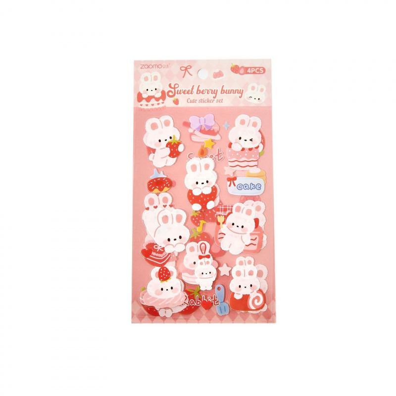 4 Sheets Cute Cartoon Bear Small Pattern Flat Stickers, Soft Cute Journal Decor, Diary DIY Collage Material