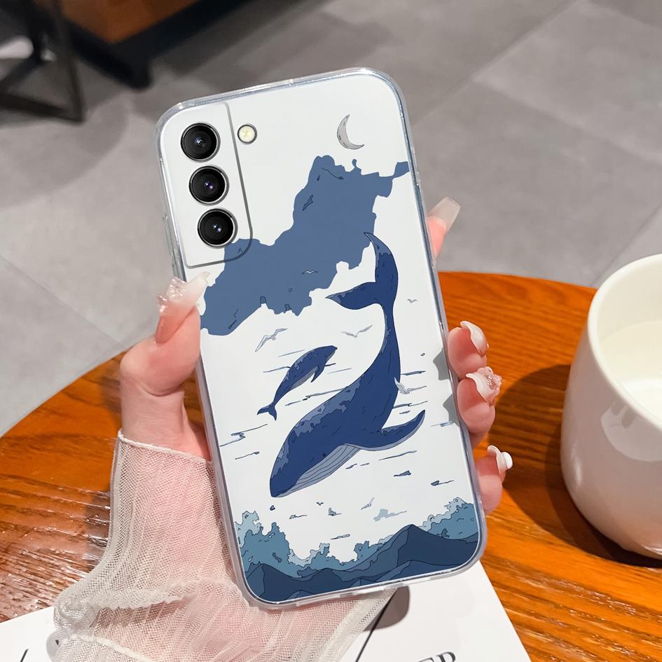 Back Cover For Samsung S21 S22 S23 Ultra Plus S6 S7 S9 Edge Bumper Case Screen Protector Luxury Graffiti Butterfly Silicone Soft TPU Transparent Shell