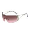 Rimless Diamond-encrusted Sunglasses European And American Sunglasses Y2k Future Technology Sports Mirror Sunglasses