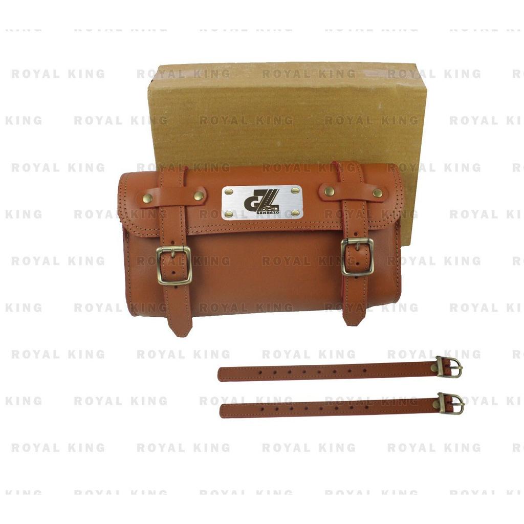 Tan "Leather Round Bag Fit For Royal Enfield Himalayan & Scram 411"