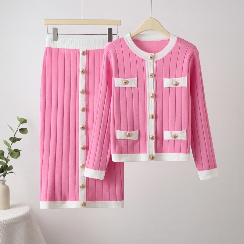 Dameloungesett 2-delt antrekk Langermet strikket genserstopper Kroppsnær skjørt Treningsdress Tykk Høst Vinter Reise Joggedress for kvinner