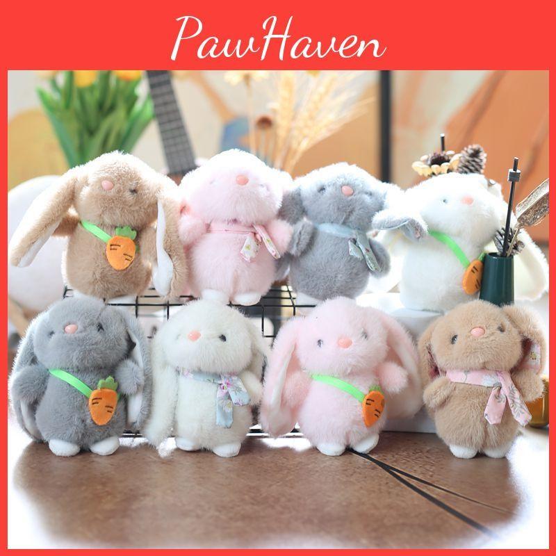 Keychain Plush Rabbit Backpack Charm Toy With Scarf Stuffed Gift For Kids