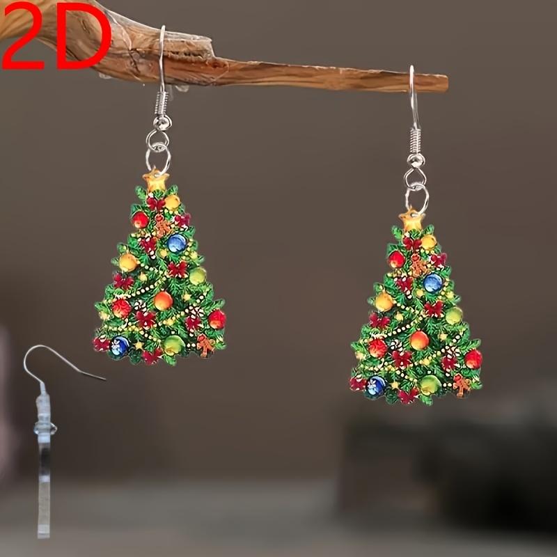 2D Flat Christmas Elegant and Charming Acrylic Pendant Earrings for Women, Lightweight Durable Design – Perfect Gift Versatile Jewelry for Daily Wear