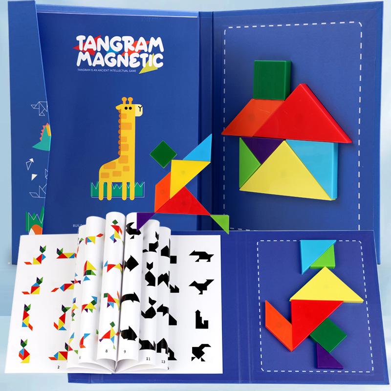 Children's Wooden Magnetic Tangram Puzzle - Educational Toy for Early Intellectual Development