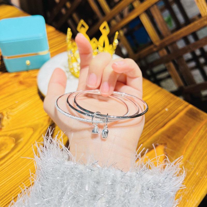 Eternal Love Bracelet: Women’s Young Style, White Copper with Silver Plate, Lotus Seedpod & Flower Design, Trending Bangle.