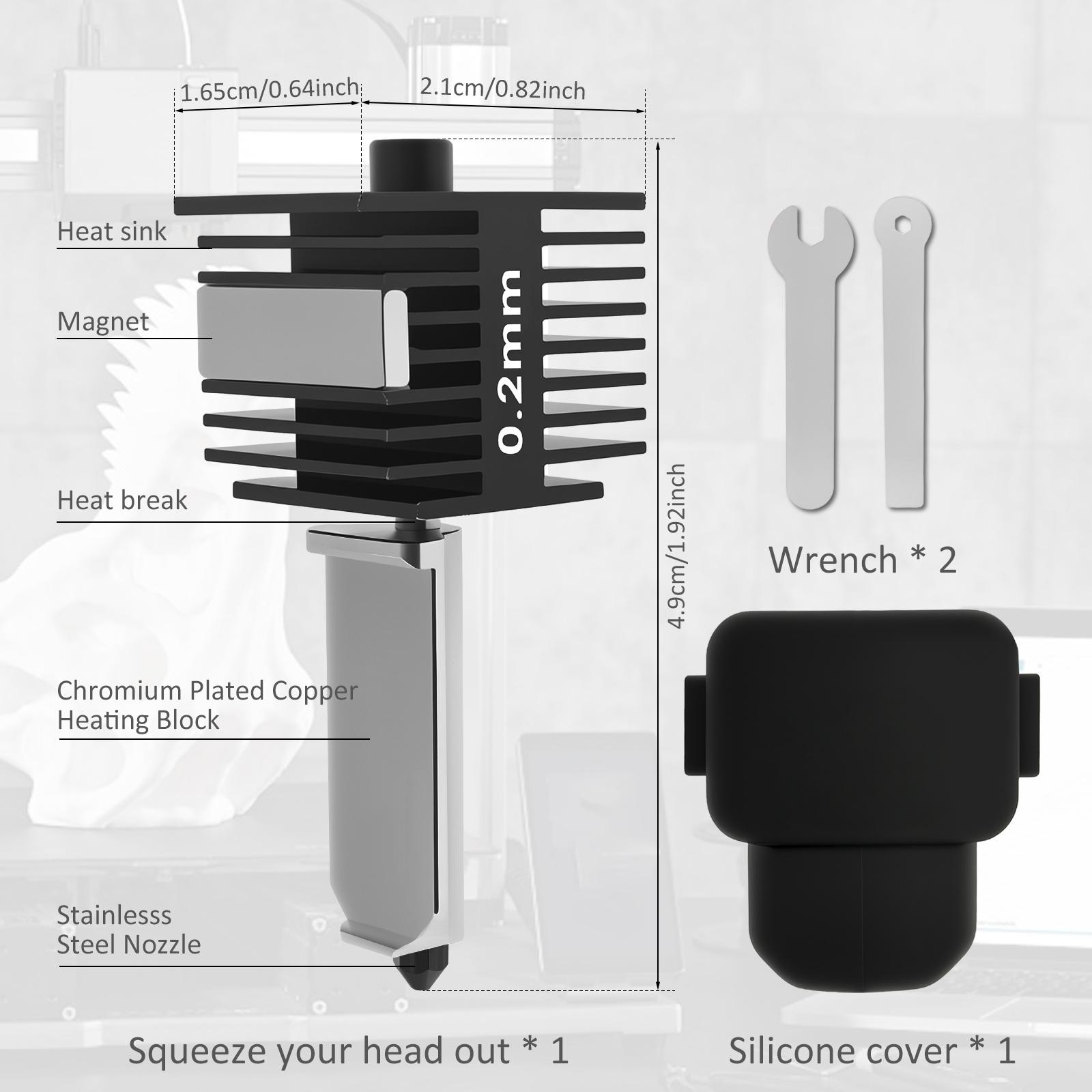 

Мини-экструзионная головка для 3D-принтера A1/A1 Min, комплект хотенда с соплом 0,2/0,4 мм, комплект экструдера хотенда с силиконом