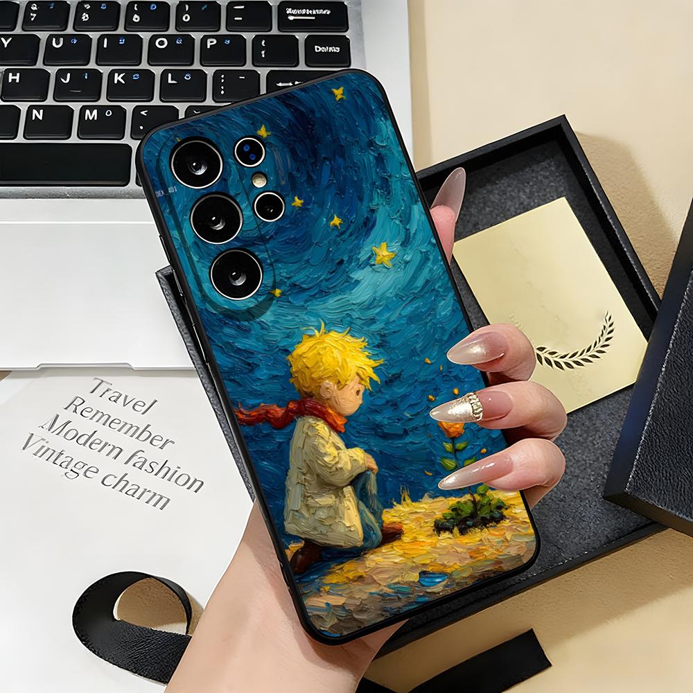 Little P-Prince And A F-fox Phone Case For Samsung S26 S25 S24 FE S23 S22 S21 Plus S20 Ultra Note20Ultra Black Soft Shell