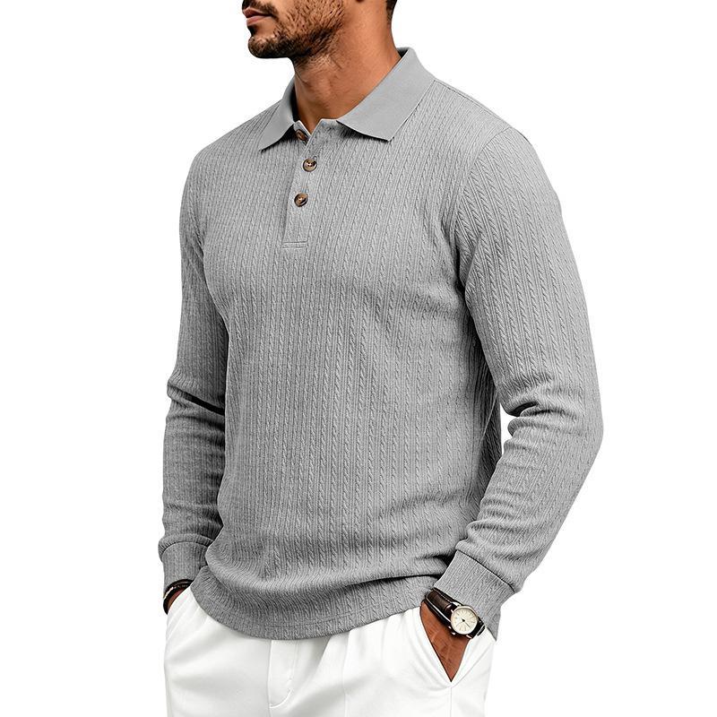 Men S Slim Fit Long Sleeve Polo Shirt Casual Basic Top