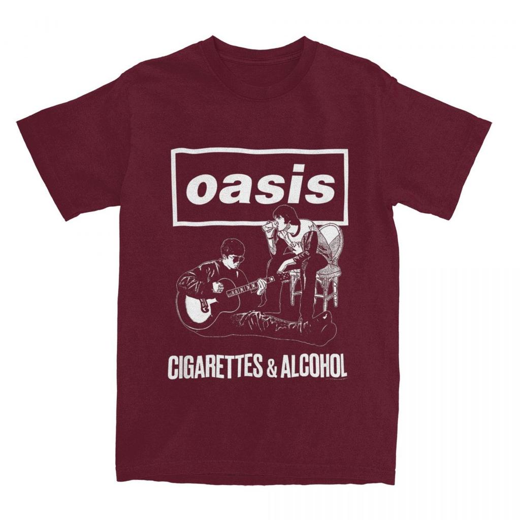 Cigarettes And Alcohol T-Shirt Summer O-Oasis Streetwear T Shirts Cotton Fashion Tshirt For Mens Short Sleeves Pattern Tees