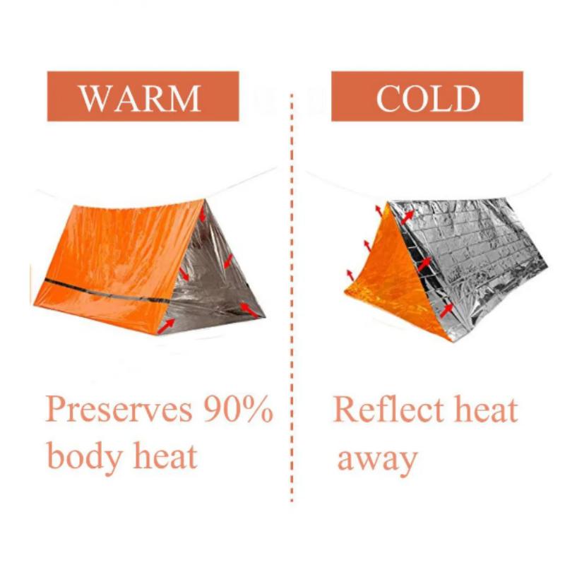 2-Person Outdoor Camping Tent Waterproof Lifesaving Tent Emergency Escape Camping Survival Tent Kit Outdoor Camping Mat