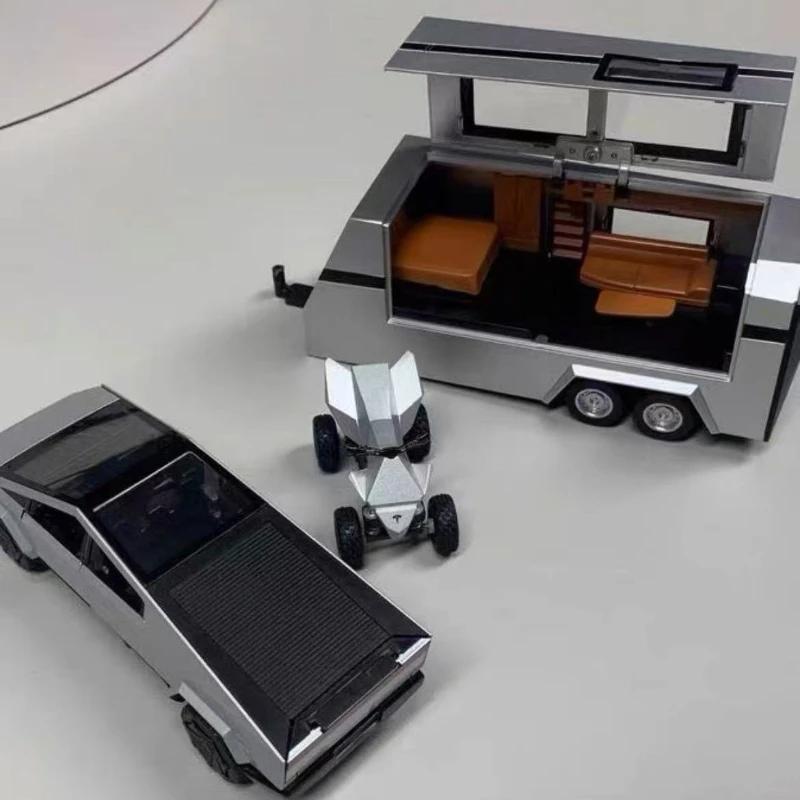 VKYA1 1/32 Tesla Cybertruck Modell 3 Modell S Modell X Modell Y Spielzeugauto Diecast Metall Off Road Sammlung Rückzieher Sound Licht Geschenk Junge
