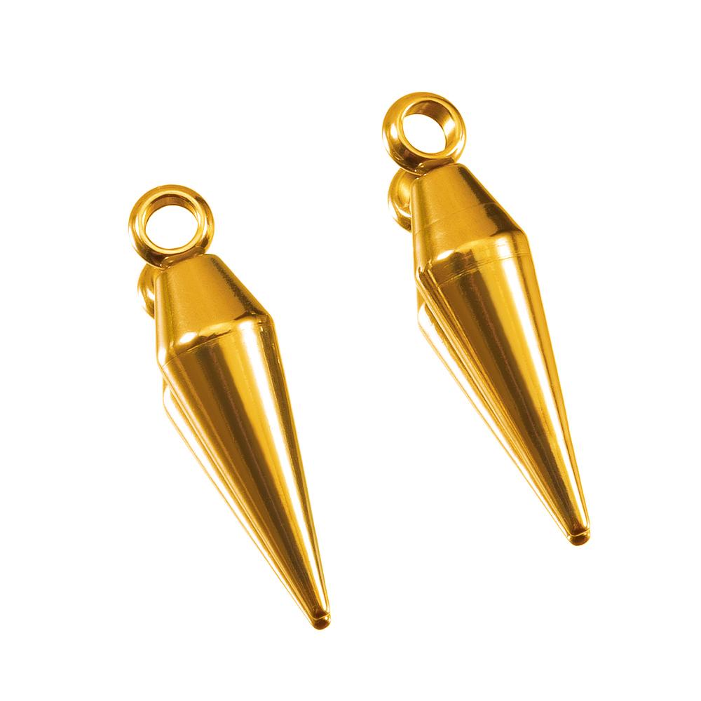 10PCS Stainless Steel Cone Bullet Choker Charms Spike Beads Pendants for Women Man Hoop Earring Necklace Jewelry Making Supplies