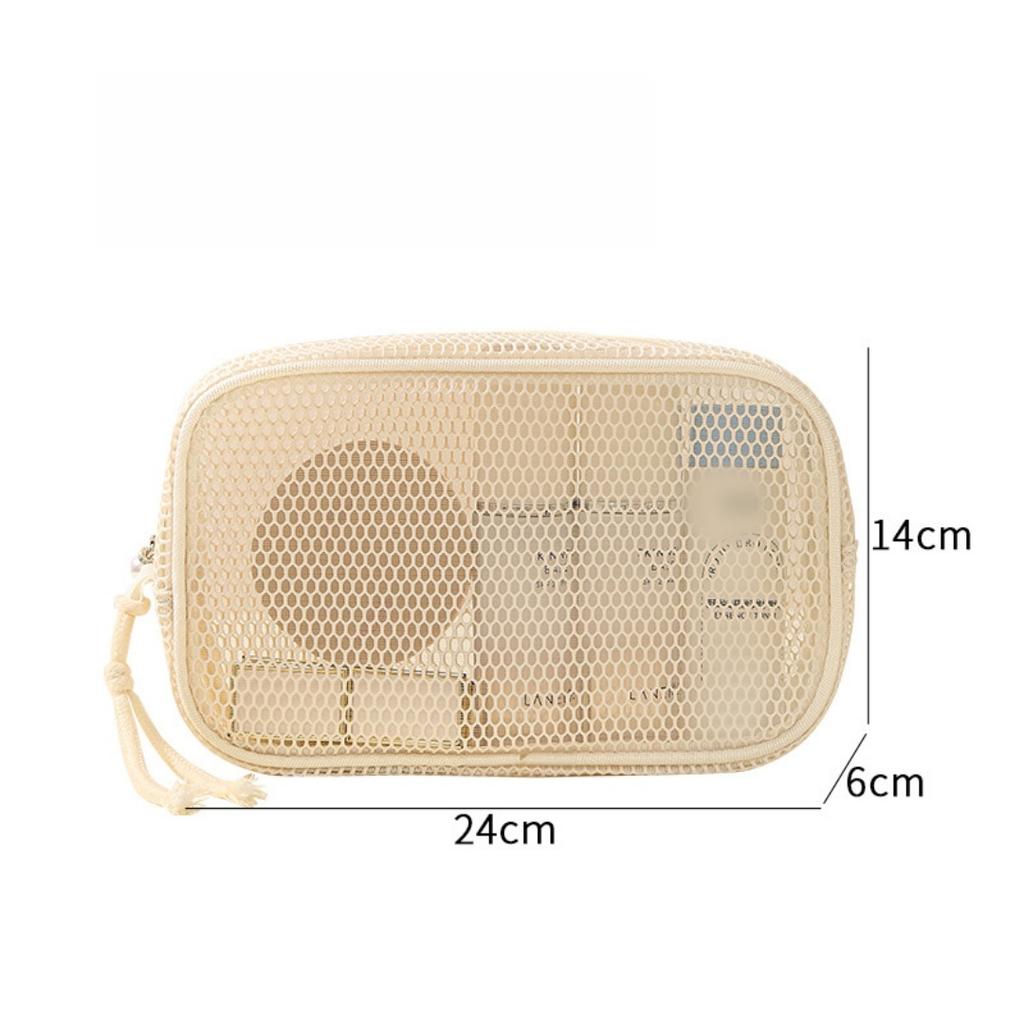 1PC Dopamine Color Storage Bag Large Capacity Breathable Mesh Cosmetic Bag Lightweight with Handle Coin Purse