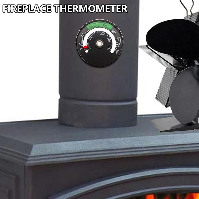 Dřevěný krbový teploměr Krbový ventilátor Indikátor hoření kamen Teploměr Magnetický měřič teploty komínové roury