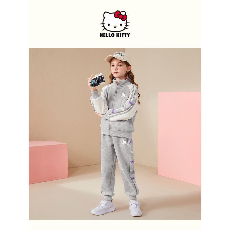 Hellokitty Girls' Sports Suit 2025 New Sports Casual Autumn Outfit for Older Children, Two-Piece Trendy Set for Autumn