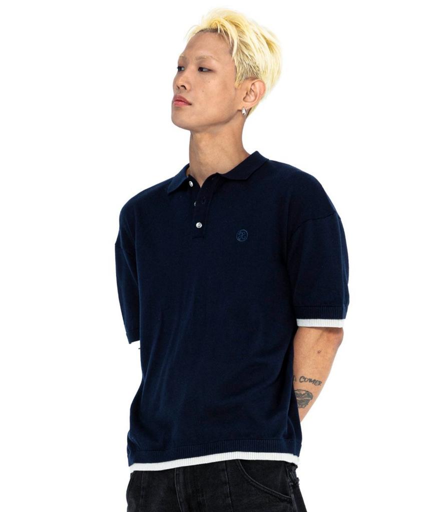 XTONZ Xtk181 Colored Layered Collar Knit (Navy)