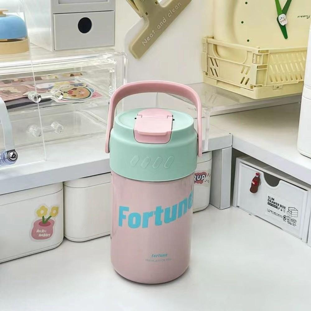 Detachable Tea Bin Vacuum Insulated Bottle Foldable Straw Insulated Coffee Mug  Female Students
