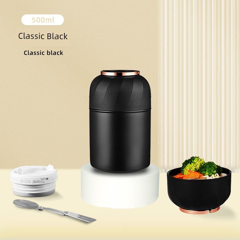 304 Stainless Steel Dual-Purpose Large-Capacity Thermal Cup, Portable Household Thermal Pot, Gift Cup Black-500Ml