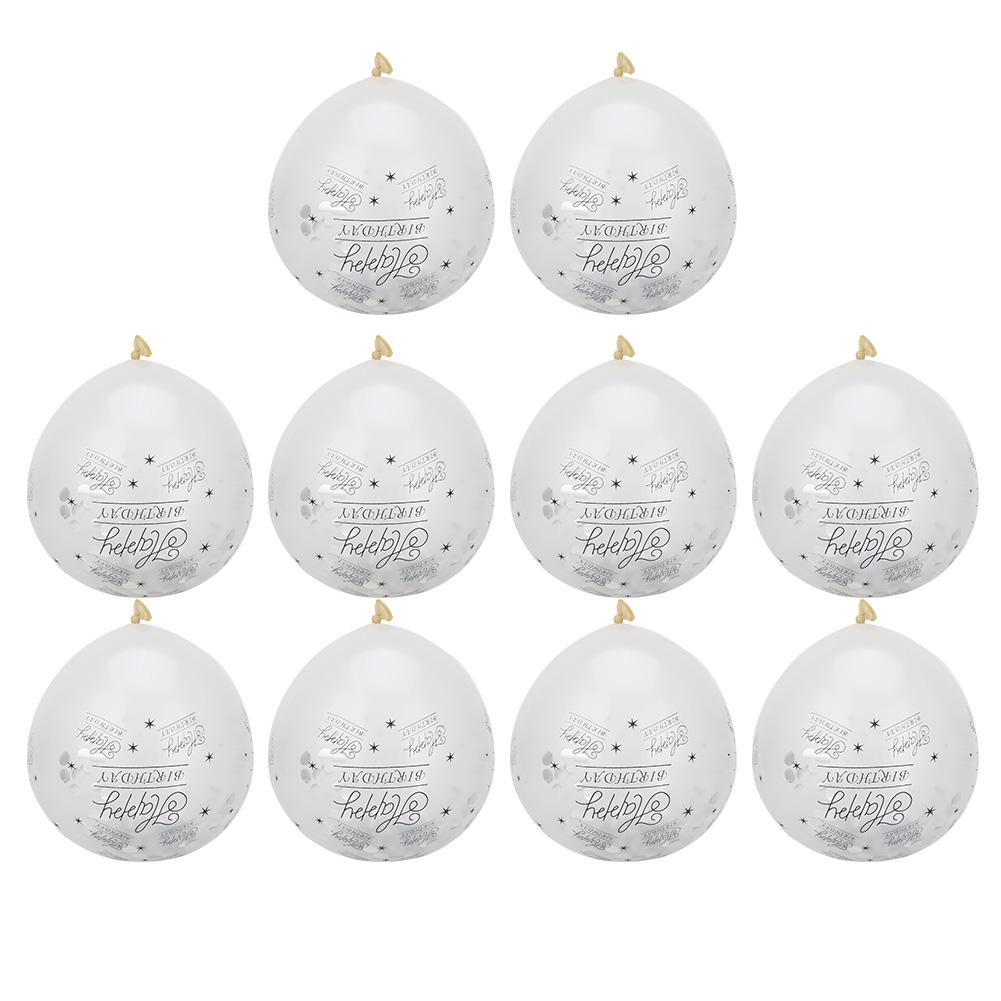 10 Stück Latex Transparenter Ballon mit Happy Birthday Schriftzug für Geburtstagsparty Hochzeitsjubiläum Dec