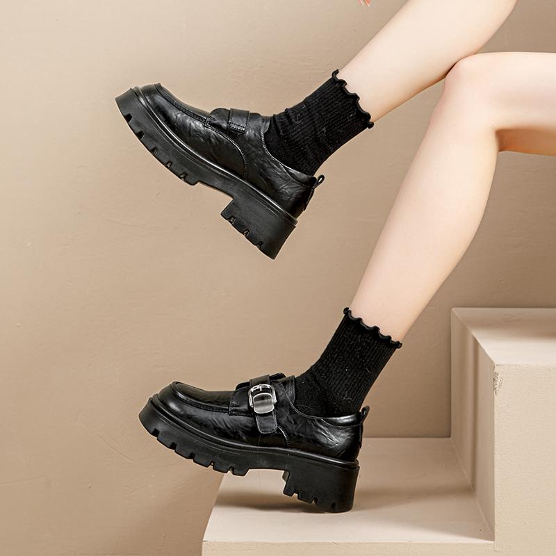 Warrior Retro British College Style Synthetic Leather Loafers Kids Loafers Black WXP(WZ)-3002