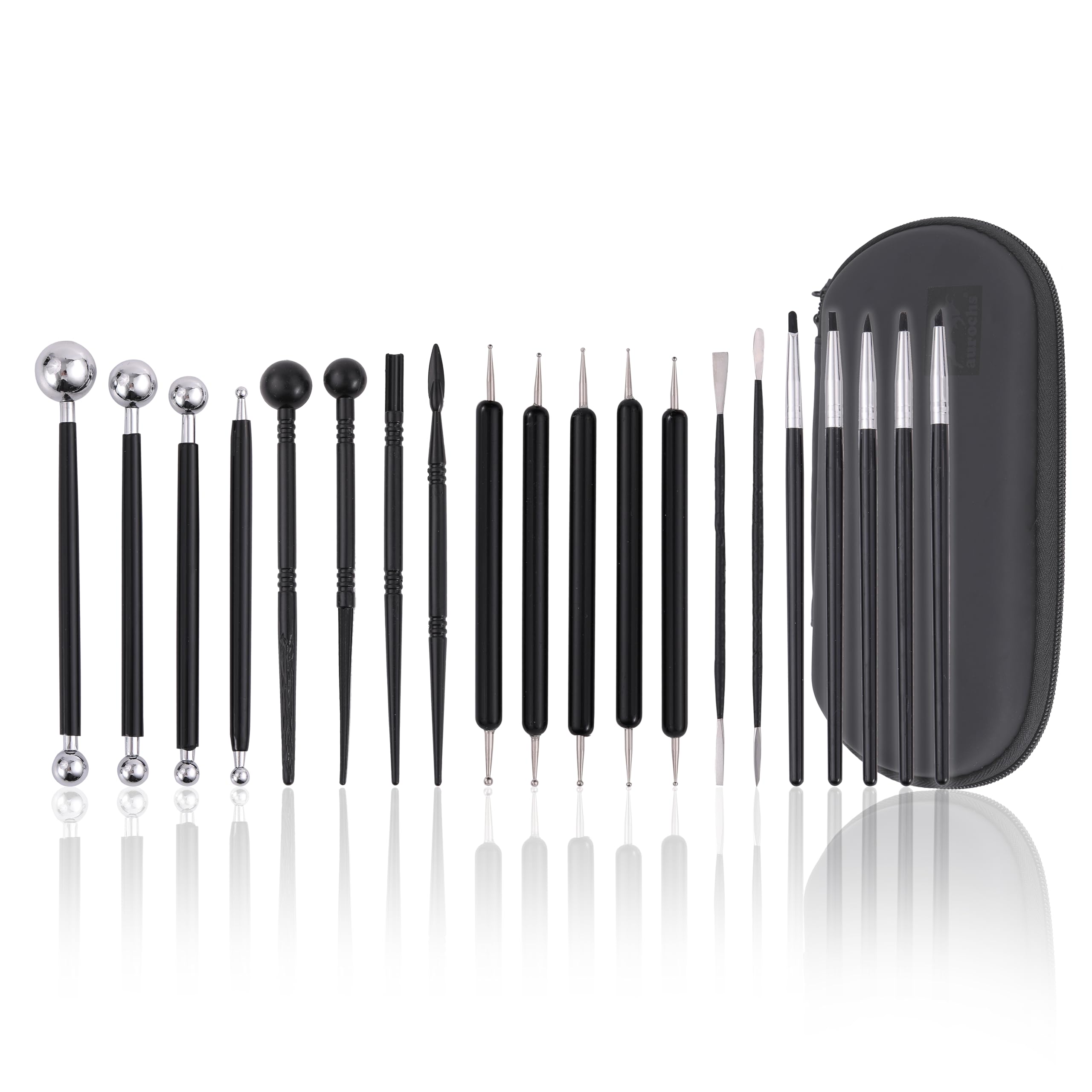 aurochs EZ-tools Набор из 20 глиняных шпателей, 40 форм, с кейсом, для лепки из глины, шпатлевки, Набор шпателей, Комплект, Grace Sculpey, Инструменты для кукол