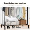 Garment Rack Freestanding Hanger Double Pole Multi-functional Bedroom Clothing Rack, Metal Clothing Garment Rack with Shelves, B