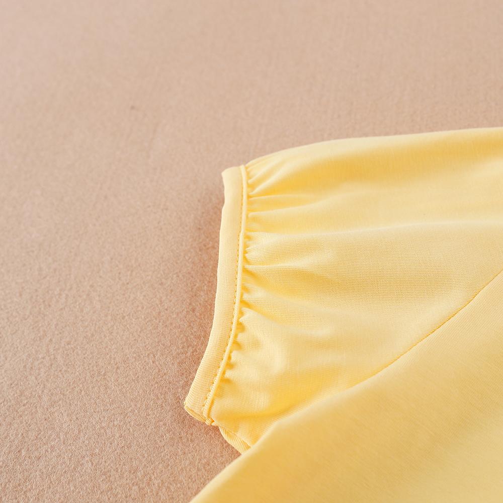 Girls Summer Shirt 2024 New Kids Cotton Clothes School Children Striped Tie Front Lace Trim Peter Pan Collar Puff Sleeve Tee