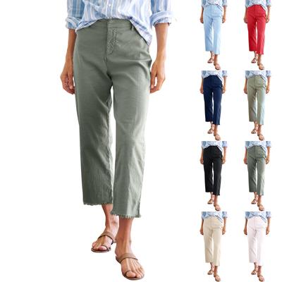 Damen Arbeitshose, lässig, verkürzt, hohe Taille, Business-Casual, konisch zulaufende Utility-Jogginghose mit Taschen