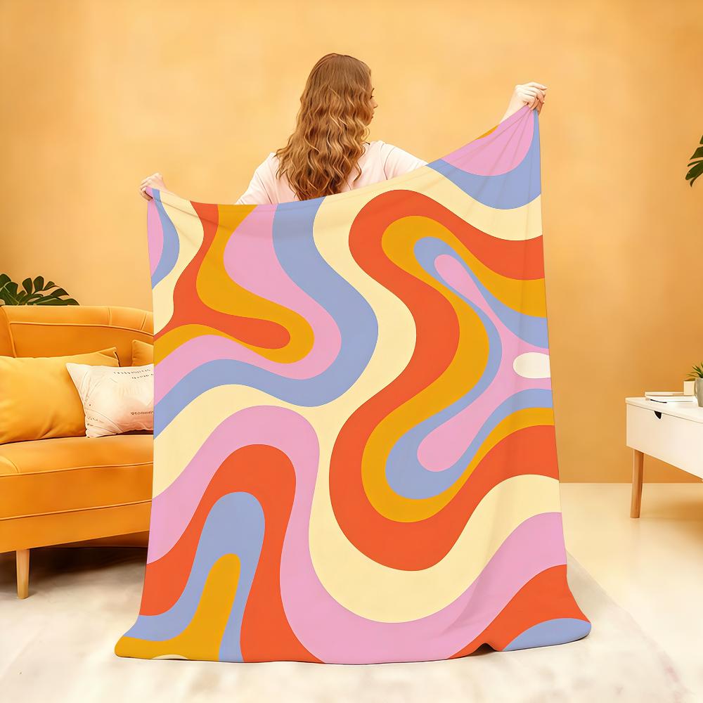 Fashion design colorful wave pattern wavy Blanket Soft Throw Blanket for Home Bedroom Bed Sofa Picnic Travel Office Blanket Gift