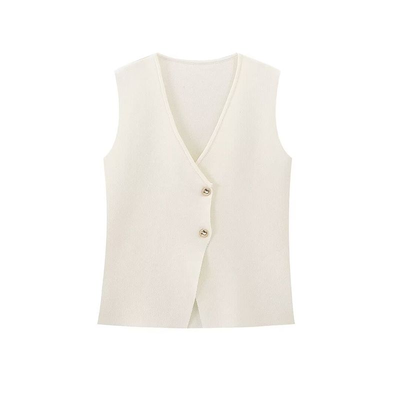 Kaslead New Arrival Women's Fashion Style Fashion Two-Color Knitted Vest Patchwork Half-Length Dress Suit