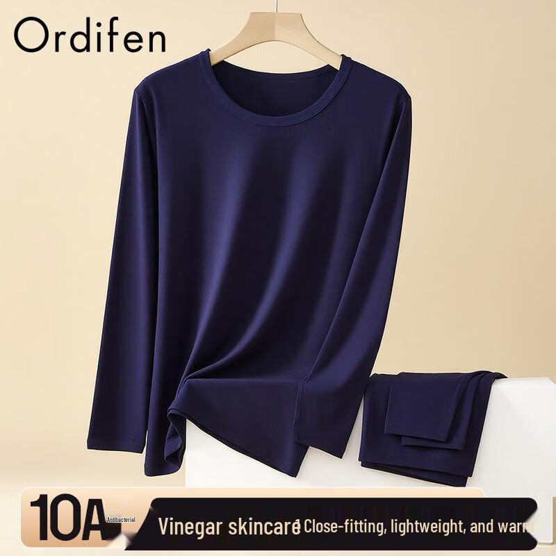 Oudifen Men s 10A Antibacterial Ultra-Thin Thermal Underwear Set XL (132-154 lbs) темно-синий
