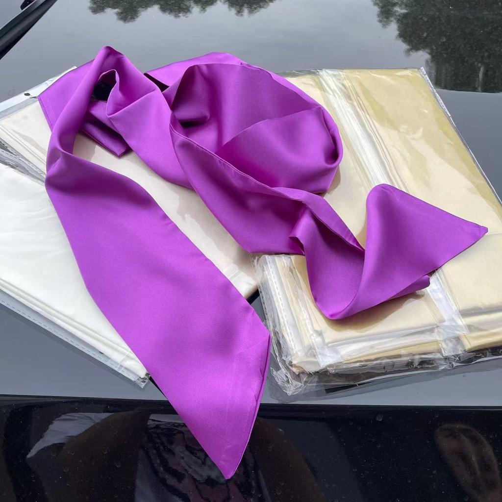 9.5x250cm Solid Satin Silk Scarf Neckerchief Long Wide Neck Scarves Hair Band Bag Ribbon Multi-Use Fashion Accessory Waist Belt