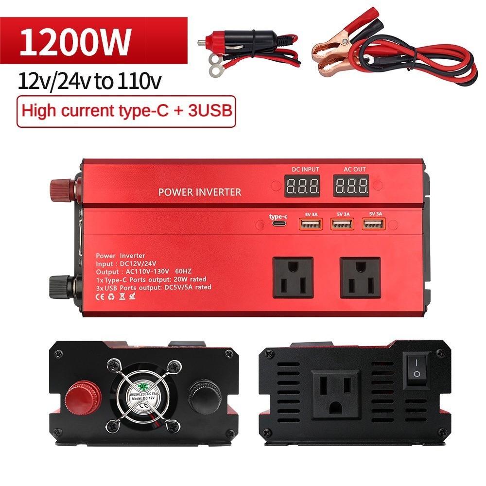 LED Digital Display Car Inverter High Power Portable Household Inverter Small Multifunctional Voltage Converter