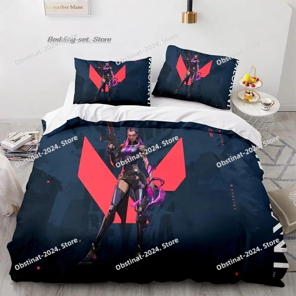 Gaming Valorant Bedding Set Single Twin Full Queen King Size Bed Set Aldult Kid Bedroom Duvetcover Sets 3D Print Anime 034