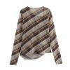 Spring 2025 Women's Slim Fit Plaid Silk Pleated T-Shirt