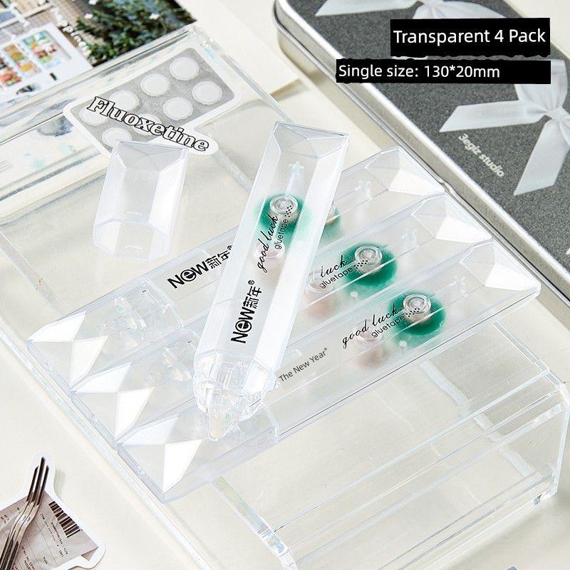 

Grade Three Class Two Pen Type Transparent Dotting Glue Erasable Double-Sided Adhesive Only for Pupils Handmade Hand Account Dispensing Pen [4 Pack] Transparent