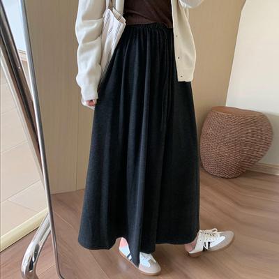 Women's Autumn High-Waist Versatile Casual Midi Skirt - Elegant Drapey Umbrella Skirt with Ladylike Flair