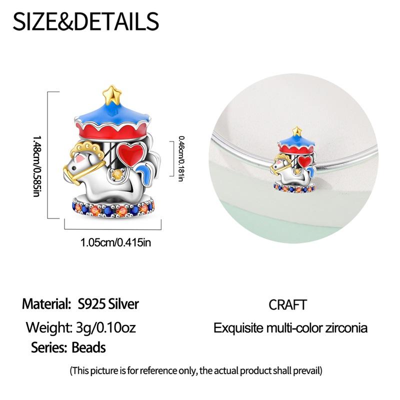 Original Vergnügungspark Charms Perlen Kupfer Karussell Niedlicher Anhänger Für Frau Schmuck Für Armband Zubehör