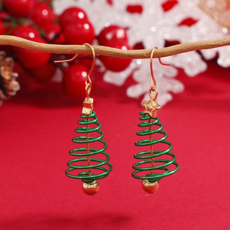 Fashionable Christmas Tree Bell Earrings Alloy Christmas Series Jewelry Earrings Women's Creative Christmas Tree Earring Gift