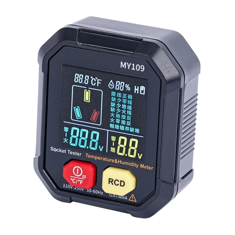 US/EU Plug Multifunctional Digital Display Socket Tester Ground Detector 48-250V 50-60Hz Color Display Voltages Tester