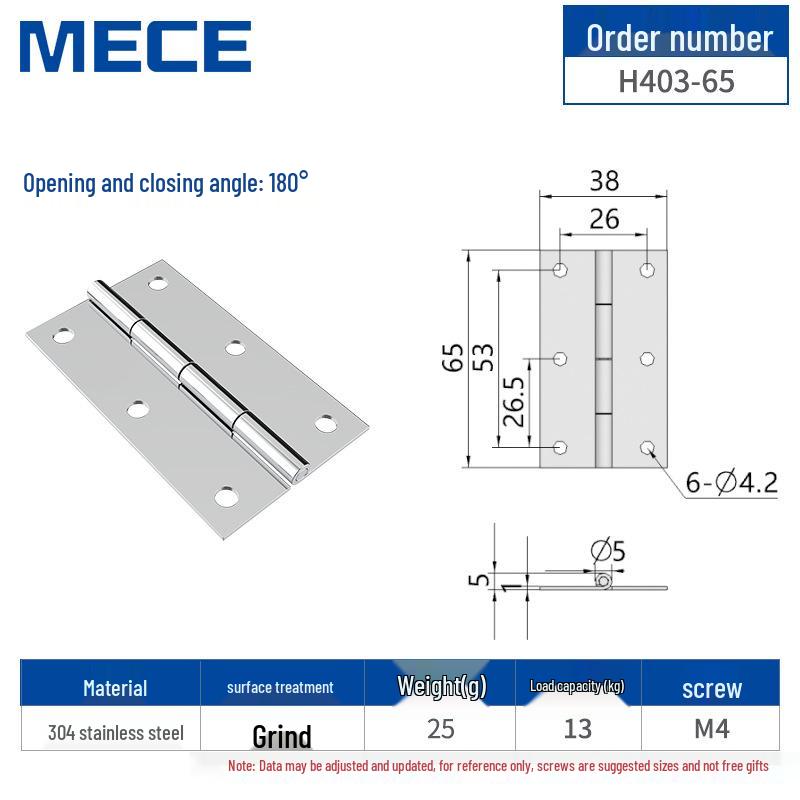 304 Stainless Steel Thickened Cabinet & Wooden Door Hinges