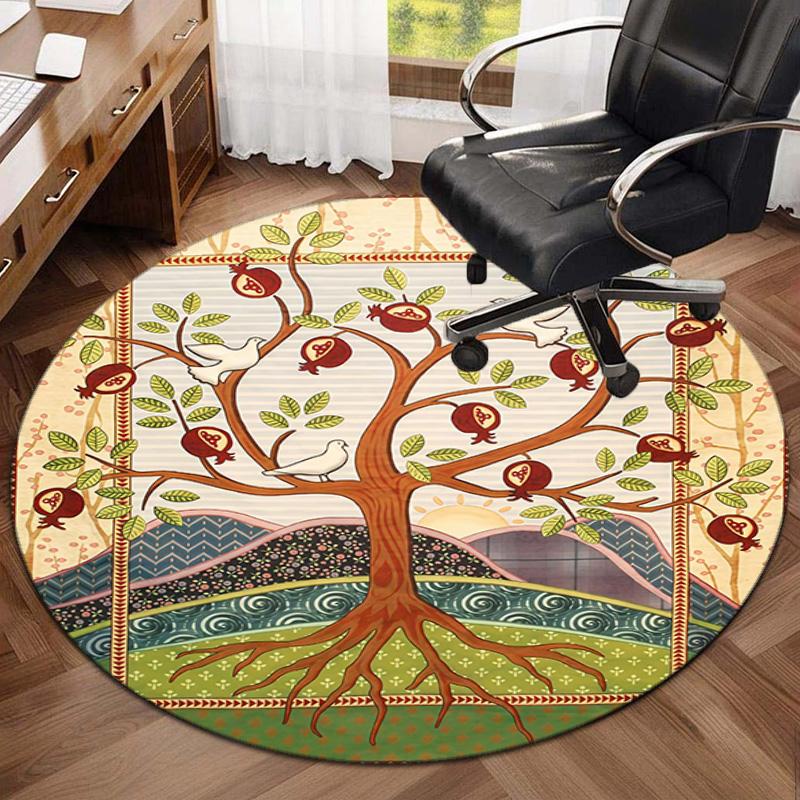 1Pc Tree of Life Circular Print Rug - home decoration Carpet For Living Room Bedroom Flooring Computer Chair Area Rug