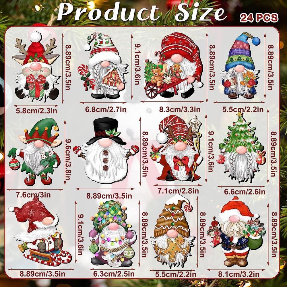 Santa Claus Wooden Ornaments 24X Dwarf Pendant Christmas Gnome Hangings Ornaments Santa Decor With Rope For Christmas Tree