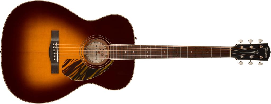 Fender Orchestra Electric Acoustic Ovangkol Vintage Sunburst with Hard Case PO-220E Guitar, Fingerboard, 3-Tone