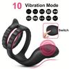 3 In 1 Vibrating Cock Ring Male Vibrator Penis Ring Delay Ejaculation Cockring Perineum Stimulator Sex Toys for Men Adult Goods