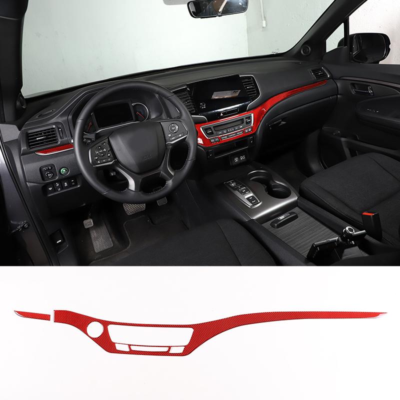 For Honda Pilot 2015-2019 Red Soft Carbon Fiber Air Vent Frame Vanity Mirror Cover Interior Decorative Sticker Auto Parts X12